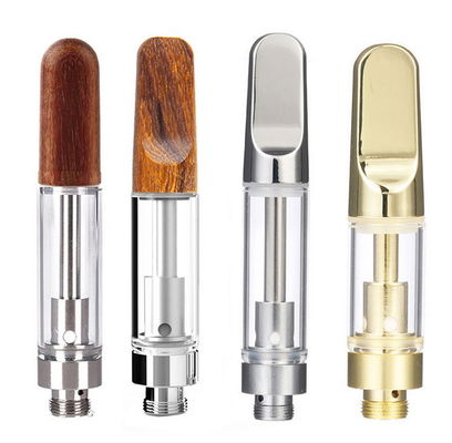 Wood Mouthpiece CBD Vape Cartridge With 2 Or 4 Inlet Oil Holes